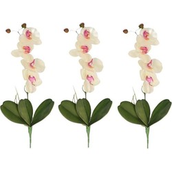 3x Nep planten roze/wit Orchidee/Phalaenopsis binnenplant, kunstplanten 44 cm - Kunstbloemen