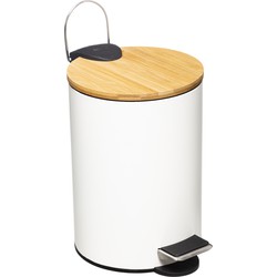 5Five Pedaalemmer - wit - metaal - 3 Liter - 17 x 25 cm - Pedaalemmers