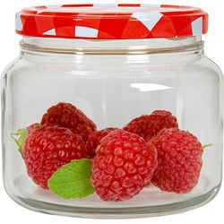 Hega Hogar Weckpot/voorraadpot Classico - 600 ml - kunststof - draaideksel rood - D10 x H9 cm - Weckpotten