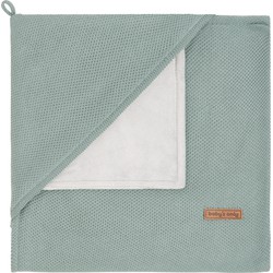 Baby's Only Gebreide wikkeldeken - Omslagdoek baby Classic - Fluweel voering - Stonegreen - 75x75 cm