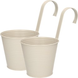 Set van 4x stuks bloempotten/plantenbakken zink met ophanghaak taupe 14 x 12 x 24 cm - Plantenpotten