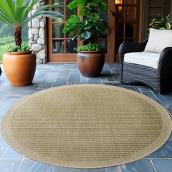 Rond Binnen & Buiten vloerkleed - Riza - Kader Motief - Groen - 120 cm Ø rond