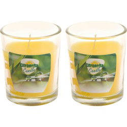 Citronella kaars - 4x - in transparant glas - 5 x 6 cm - citrusgeur - geurkaarsen