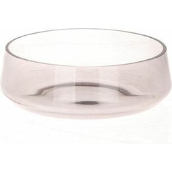 HBX Natural Living Bloemenvaas laag model - transparant smoke glas - D24 x H8 cm - vaas/lage schaal - Vazen