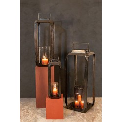 PTMD Lantaarn Hythm - 30x30x77 cm - Glas - Zwart