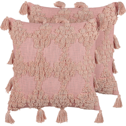 TORENIA  - Sierkussen set van 2 - Roze - 45 x 45 cm - Katoen