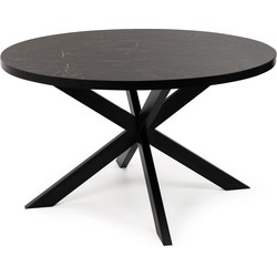 Stalux Ronde eettafel 'Daan' 148cm, kleur zwart / zwart marmer