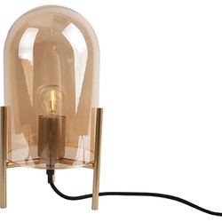 Tafellamp Glass Bell - Amber bruin, Goud frame - 30x16cm