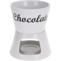 Excellent Houseware Chocoladefondue - 12,5 x 15,5 cm - wit - keraniek - Fonduebranders