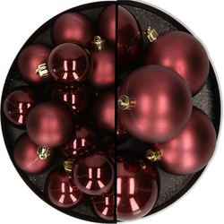 18x stuks kunststof kerstballen mahonie bruin 6 en 8 cm - Kerstbal