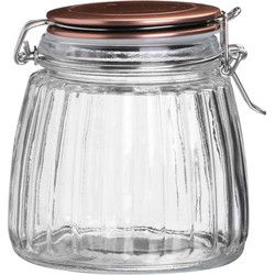 Urban Living Voorraadpot/bewaarpot - 1L - glas - met beugelsluiting - koperen deksel - Weckpotten