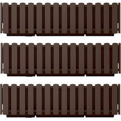 Prosperplast Plantenbak - 3x - kunststof - bruin - 58 x 18 x 16 cm - Plantenpotten