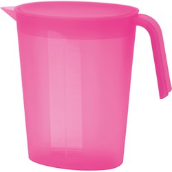 Juypal Schenkkan/waterkan - fuchsia roze - 1,75 liter - kunststof - L22 x H20 cm - met deksel - Schenkkannen