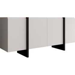 Meubella - Dressoir Kelton - Wit - Zwart - 180 cm