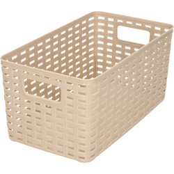 PlasticForte Opbergmand - Kastmand - rotan kunststof - taupe - 5 Liter - 15 x 28 x 13 cm - Opbergmanden