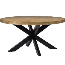 D - Livingfurn - Ronde  Eetkamertafel - Mango Hout  - 130 cm - Bruin