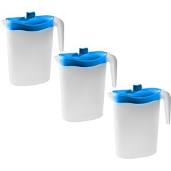 Hega Hogar Waterkan/sapkan - 3x - blauw deksel - 2,5L - 11 x 26 cm - Schenkkannen