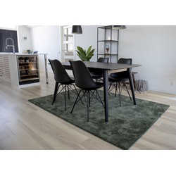 Eetkamerstoel Zwart - Kunstleer & Metaal - Zithoogte 48cm - Set van 2