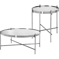 Salontafel set van 2 zilver metaal en glas WOMO Design