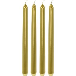 4x Lange kaarsen goud 25 cm - Dinerkaarsen
