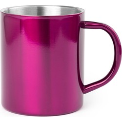 Luxe drinkbeker/koffiemok - metallic roze - 280 ml - RVS - Bekers