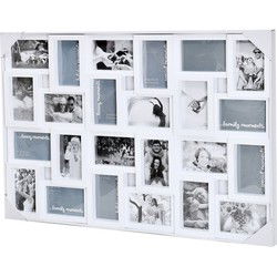 Decopatent - XL Fotolijst Collage voor 24 Foto's van (15x10 & 10x15 Cm) - Fotolijsten - Fotolijstje met 24 fotokaders - 85.5 x 57 Cm - Wit