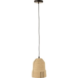 J-line - Hangende Lamp Lijnen Zeegras Naturel/zwart - 20x20x26cm