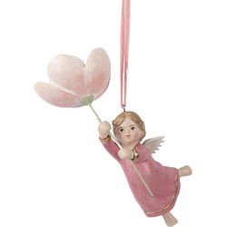 Clayre & Eef Kersthanger Engel 7x5x13 cm Roze Kunststof