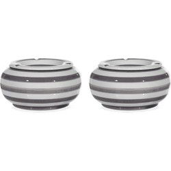 Grote stormasbak - 2x - grijs/wit gestreept - 23 cm - dolomiet - Asbakken