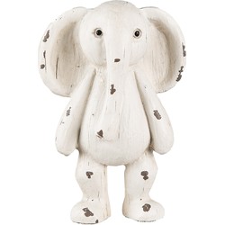 Clayre & Eef Beeld Olifant 5x4x10 cm Beige Bruin Polyresin Woonaccessoires