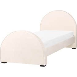 Beliani NOZAY - Eenpersoonsbed-Beige-Fluweel