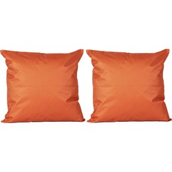 4x Bank/sier kussens voor binnen en buiten in de kleur oranje 45 x 45 cm - Sierkussens