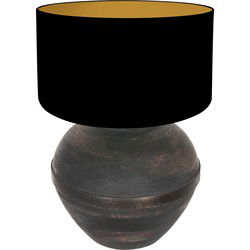 Anne Lighting - tafellamp - Lyons - zwart - hout linnen - Ø 40cm - E27 - 3971ZW
