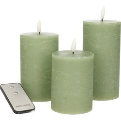 Anna's Collection LED Stompkaarsen -afstandsbediening -3x - jade groen - LED kaarsen