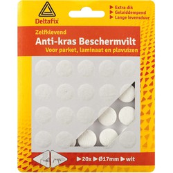 Deltafix Anti-krasvilt - 20x - wit - 17 mm - rond - zelfklevend - meubel beschermvilt - Meubelviltjes