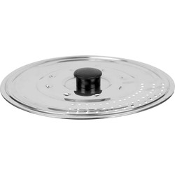 Kinvara universele pannendeksel voor pannen van 21 cm - metaal/kunststof - plat - zilver - Pannendeksels