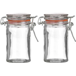 Urban Living Voorraadpotje/kruidenpotje - 2x - mini - 70 ml - glas - met beugelsluiting - Voorraadpot