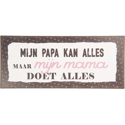 Clayre & Eef Tekstbord  13x30 cm Wit Zwart Metaal Rechthoek Papa Mama Alles Wandbord