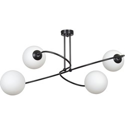 moderne plafondlamp Ferraro Zwart 4-lichts