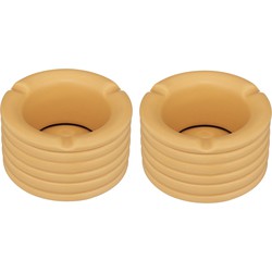 Set van 2x stuks terras asbakken/stormasbakken rond keramiek 11 x 6 cm oranje - Asbakken