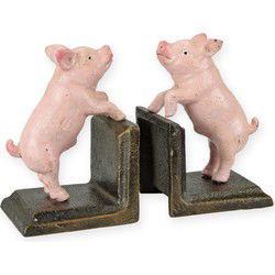 A PAIR OF CAST IRON PIG BOOKENDS