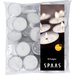 Spaas kaarsen 30x witte theelichtjes/waxinelichtjes - 4,5 branduren - Waxinelichtjes