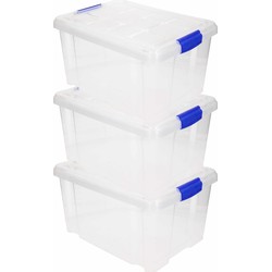 3x Opbergbakken/organizers met deksel 5 liter 29 cm transparant - Opbergbox