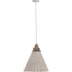 J-line - Hanglamp Conisch Rotan Wit - 35x35x42cm