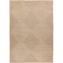 Viva Indoor & Outdoor - Laagpolig Japandi Buitenkleed - Effen - Vloerkleed Beige- 80x150 CM