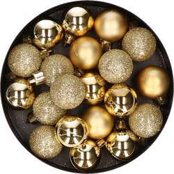 20x stuks kleine kunststof kerstballen goud 3 cm mat/glans/glitter - Kerstbal