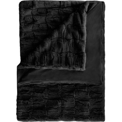 Heckett & Lane Fake Fur Plaid Delphi - black is black 140x200cm