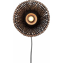 Wandlamp Kalimantan - Zwart/Bamboe - Ø30cm