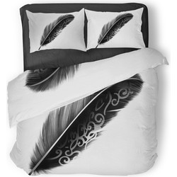 Eleganzzz Dekbedovertrek Micropercal Minimalistic Feather - white 240x200/220cm