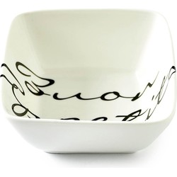 Riviera Maison Kom porselein, schaal, serveelschaal met tekst - Buon Appetito Bowl - Wit - Porselein - Maat M